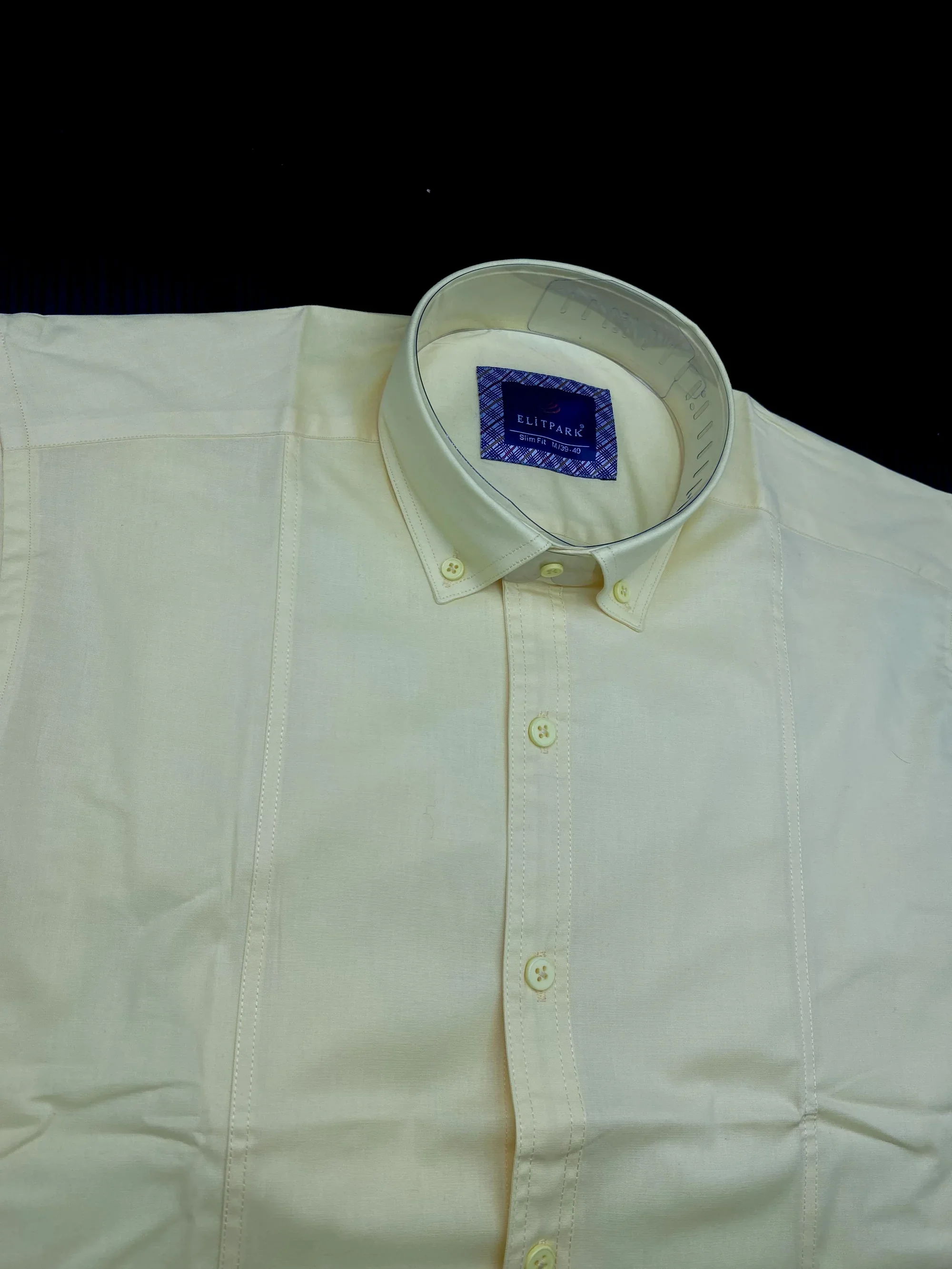 Sarı Düz Renk Ön Dikiş Detaylı Pamuklu Erkek Gömlek