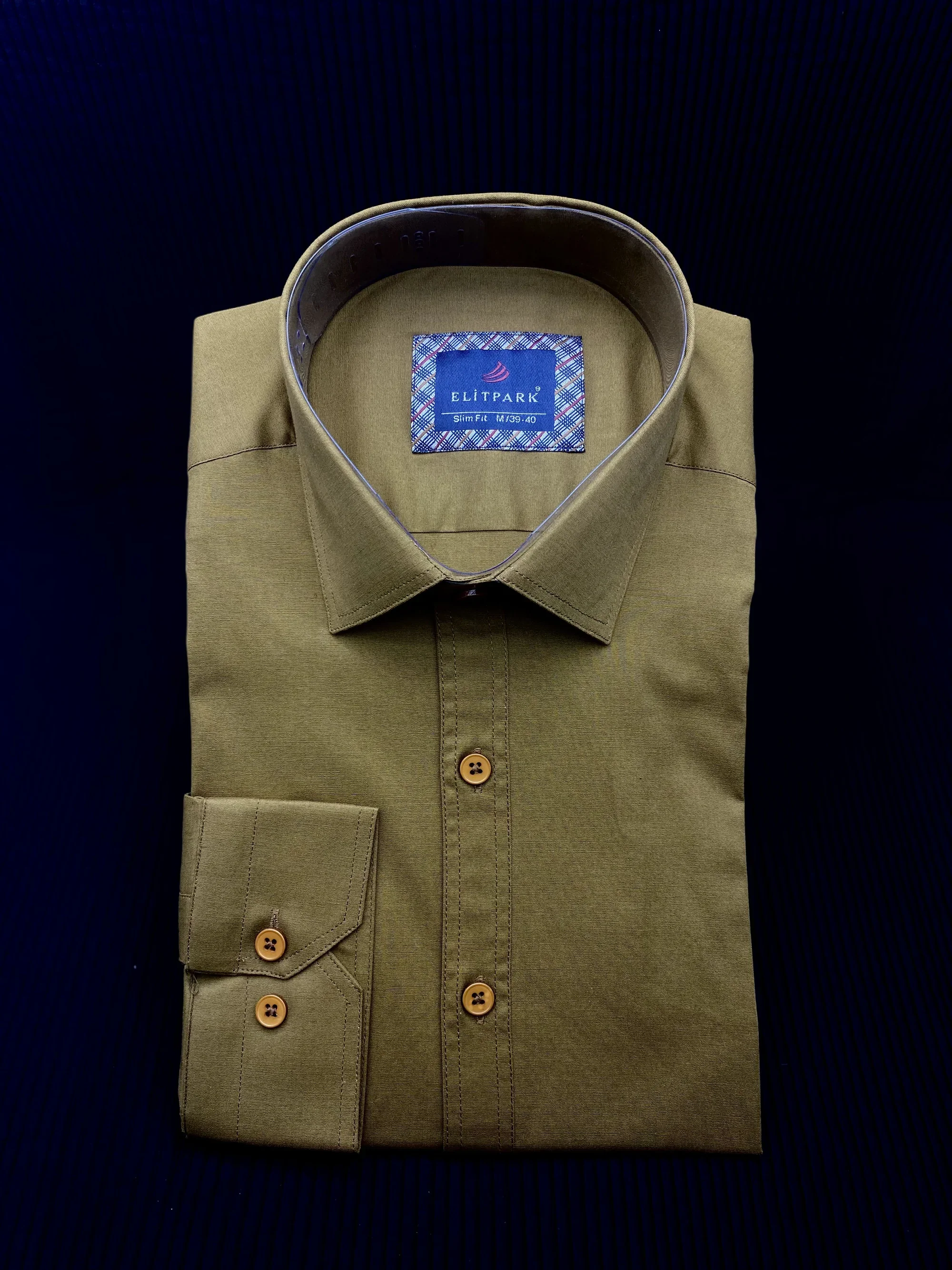 Kahverengi Düz Renk Ön Dikiş Detaylı Pamuklu Erkek Gömlek