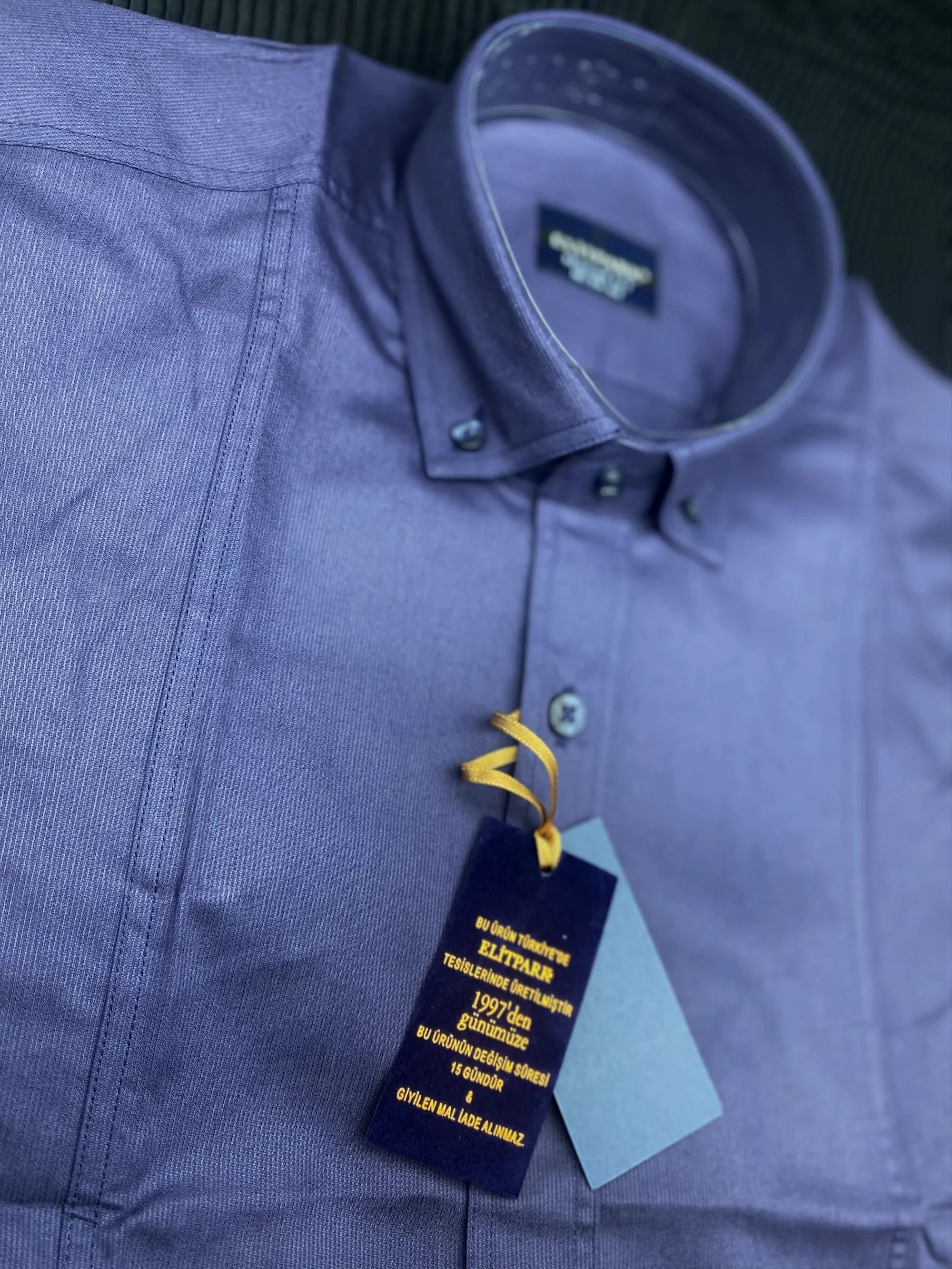 Açık Lacivert Düz Renk Pamuklu Erkek Gömlek