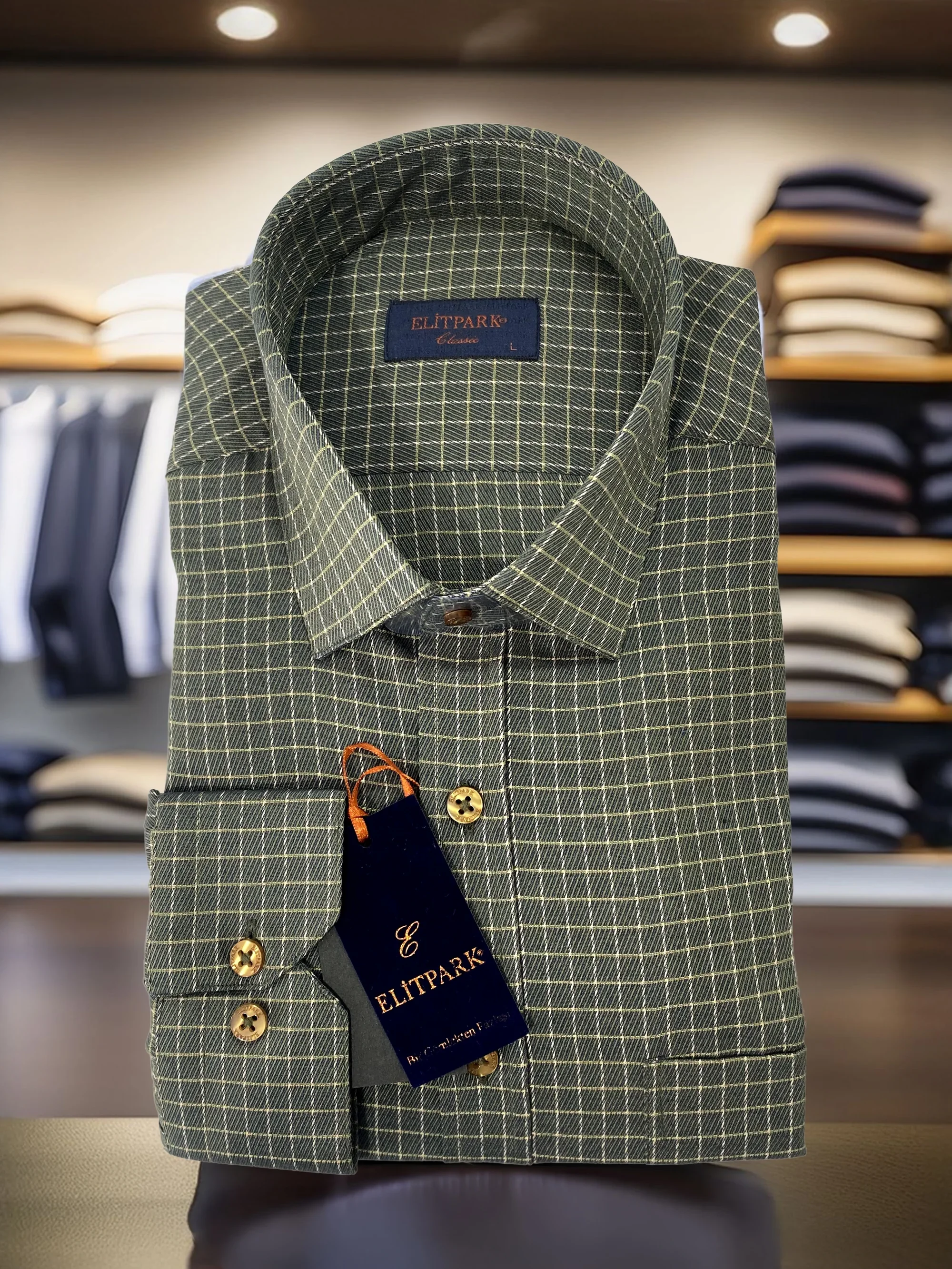 Square  Pattern Kareli Pamuklu Erkek Gömlek