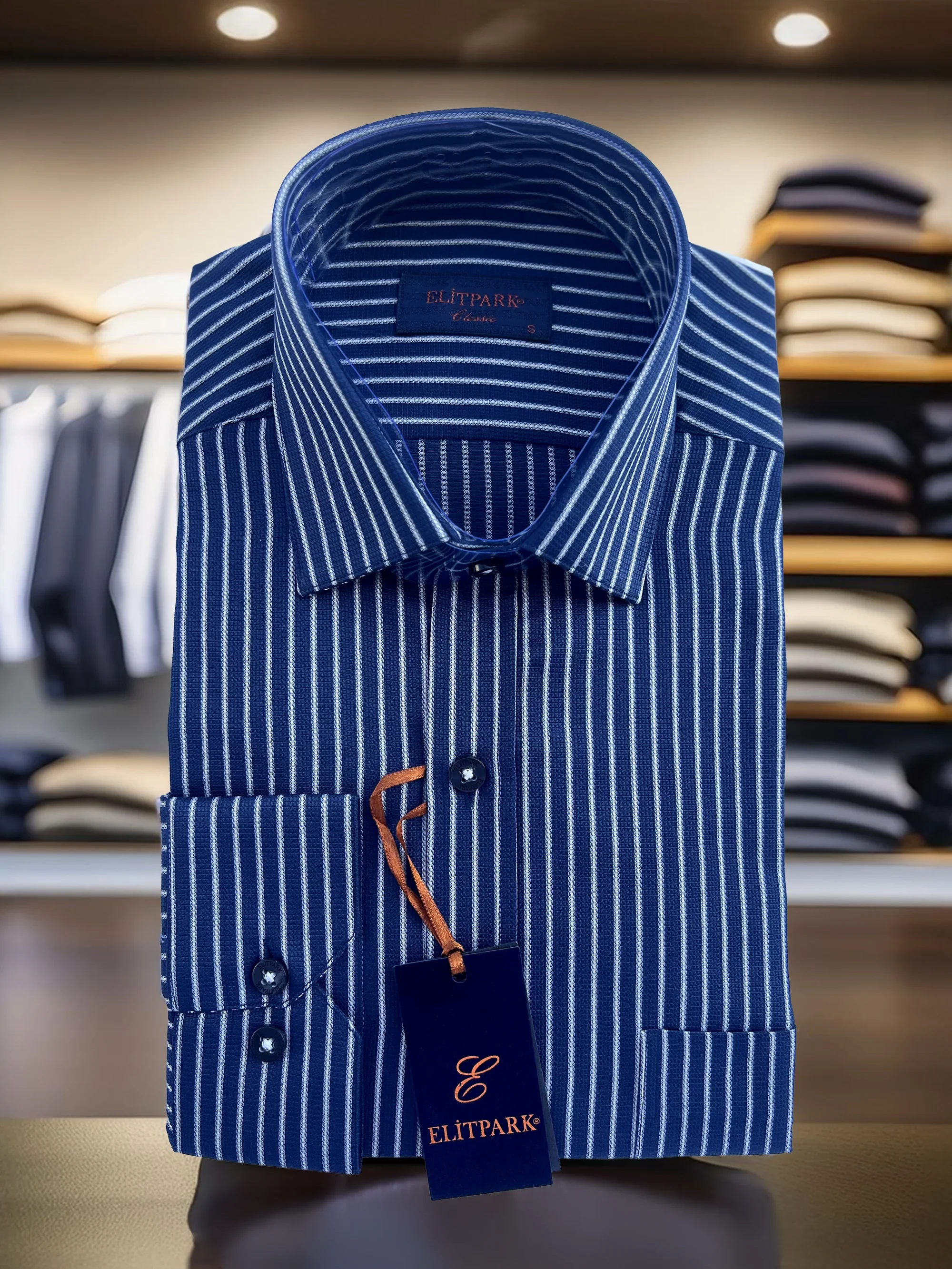 Executive Stripe Desenli Pamuklu Cepli Erkek Gömlek